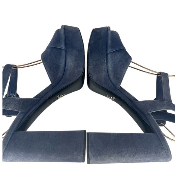 Prada Suede Crisscross Platform Sandals in Blue - Picture 12 of 16